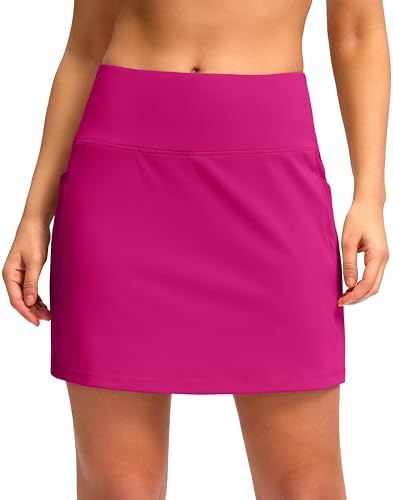 G Gradual Women's Golf Skirts Skort 4 Side Pockets Tennis Skirt (Rose, L)