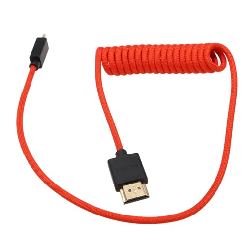 Image of HangTon Micro HDMI to HDMI 4K 8K 60p Cable for Canon R6 II R5C R5 R8 Sony ZVE10 A7C A7R IV III A7SII Lumix S5 S9 GH4 Camera SmallHD Cine Indie ATOMOS Ninja V Ultra Monitor, Type A D HDMI 2.1 Red 50cm