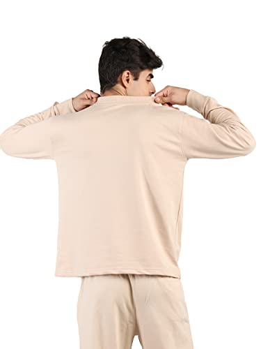 Image of CHKOKKO Men's Terry Cotton Loose Fit Full Sleeves Regular Fit T-Shirt