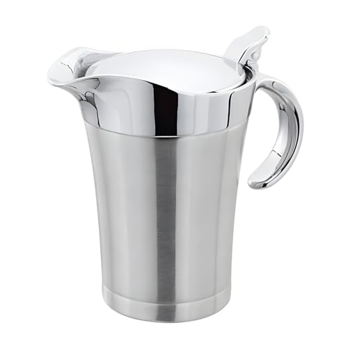 Gravy Boat with Lid 750ml Stainless Steel Gravy Boat Double Wall Insulated Thermal Serving Jug for Gra-vy Milk Cream Sauce Custard Keeps Food Warm or Cool