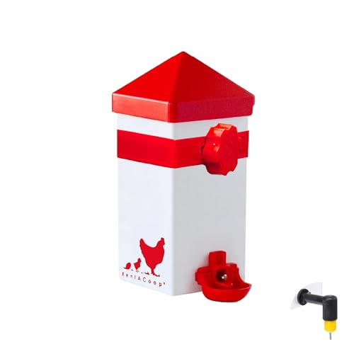 RentACoop 32oz (1 Liter) Chicken Drinker with 2 Versatile Nipples - Ideal for Baby Chicks Quail Small Birds and Ducklings - Easy-to-Use Chicken Waterer Solution - Ideal for Coops and Cages