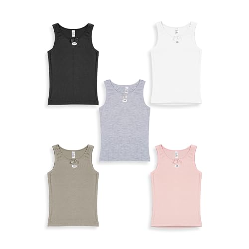 SAMILY Mädchen Baumwolle Unterhemden Tank Top mit Schleife (DE/NL/SE/PL, Numerisch, 134, 140, Regular, Mehrfarbig-1-)