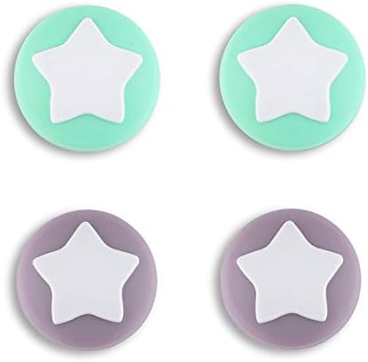 eXtremeRate PlayVital Star Design Cute Switch Pulgar Grip Taps Dark Grayish Violet Mint Green Joystick Caps para Nintendo Switch Lite Silicona