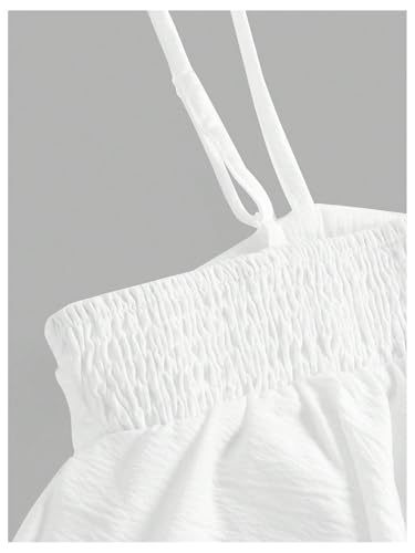 SHENHE Girl's Bow Camisole Spaghetti Strap Smocked Ruffle Flowy Babydoll Tank Cute Summer Top4