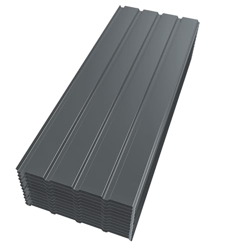 Mondeer Lot de 12 Panneaux de Toits, Tuiles de Toit, Recouverte de Métal Galvanisé 115 * 45cm / 6m² 0.3mm, pour Remplacer le Panneau de la Véranda D'auvent de...