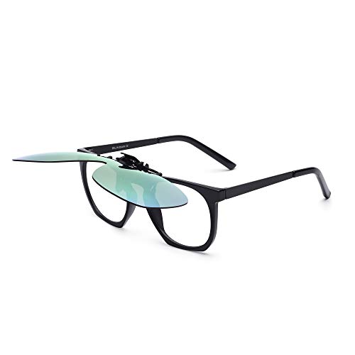 Image of JM Polarized Clip on Sunglasses Frameless Flip Up One Piece Shield Lens for Prescription Glasses