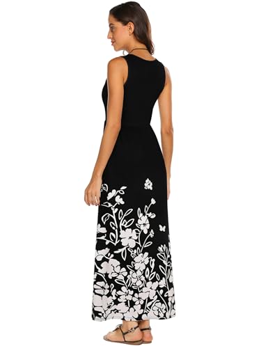 Image of Hount Women's Summer Sleeveless Striped Flowy Casual Long Maxi Dress with Pockets