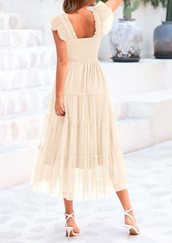 Image of PRETTYGARDEN Women's Summer Smocked Midi Tulle Dress