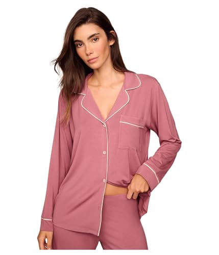 Image of Eberjey Gisele Classic Women's Pajama Set | Long Sleeve Shirt + Long Pants