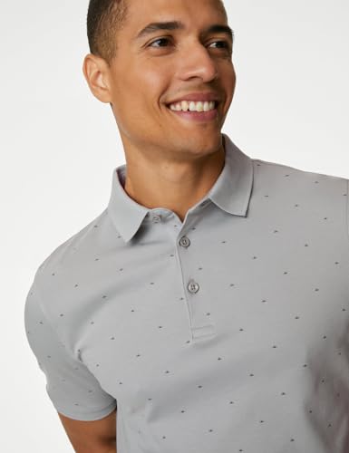 Image of Marks & Spencer Men's Geometric Regular Fit Polo Shirt