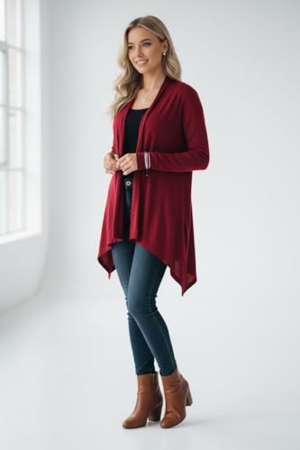 Image of ToBeInStyle Womens Open Front Long Sleeve Lightweight Asymmetrical Draped Cardigan with Side Pockets