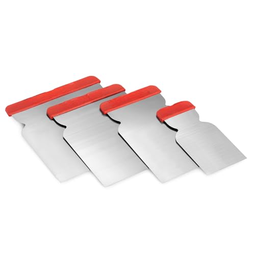 Topolenashop Set 4 Spatole Giapponesi in Acciaio – Misure 47/70/87/105 mm – Flessibili per Verniciatura, Stuccatura, Rasatura e Rifiniture su Muri, Vetro e Metallo 9364401