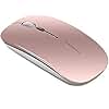 Uciefy Q5 Slim Rechargeable Wireless Mouse, 2.4G Portable Optical Silent Ultra Thin Wireless Computer Mouse with USB Receiver and Type C Adapter, Compatible with PC, Laptop, Desktop (Rose Gold)