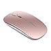 Picktech Q5 Slim Rechargeable Wireless Mouse, 2.4G Portable Optical Silent Ultra Thin Wireless Computer Mouse with USB Receiver and Type C Adapter, Compatible with PC, Laptop, Desktop (Rose Gold)