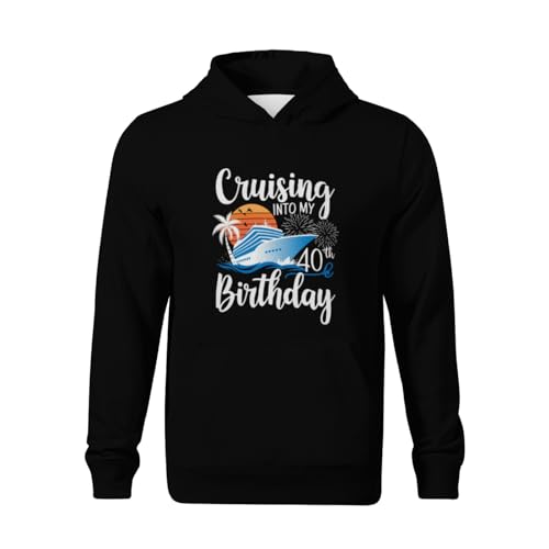 Kids Vintage Cruising Into My 40th Birthday Retro Boys Girls Lightweight Kangaroo Pocket Fleece Hoodies2