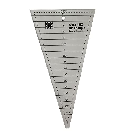 VANELY Simplicity 30 Degree Triangle Quilting Ruler and Quilting Template Acrylic Tool for DIY Design, 9.5