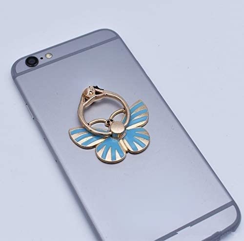 Cell Phone Ring Stand, Butterfly Finger Ring Holder, Hand Grip Compatible with iPhone, Smartphones (Blue)