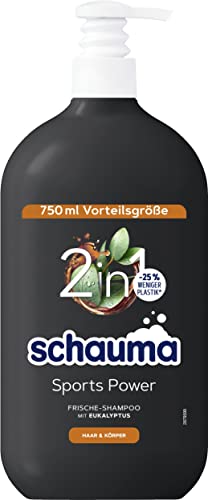 Schwarzkopf Schauma 2in1 Frische-Shampoo Sports Power (750 ml), Haarshampoo mit belebender Formel für Haar & Körper, Shampoo & Duschgel kräftigt das Haar und verleiht einen Frische-Kick