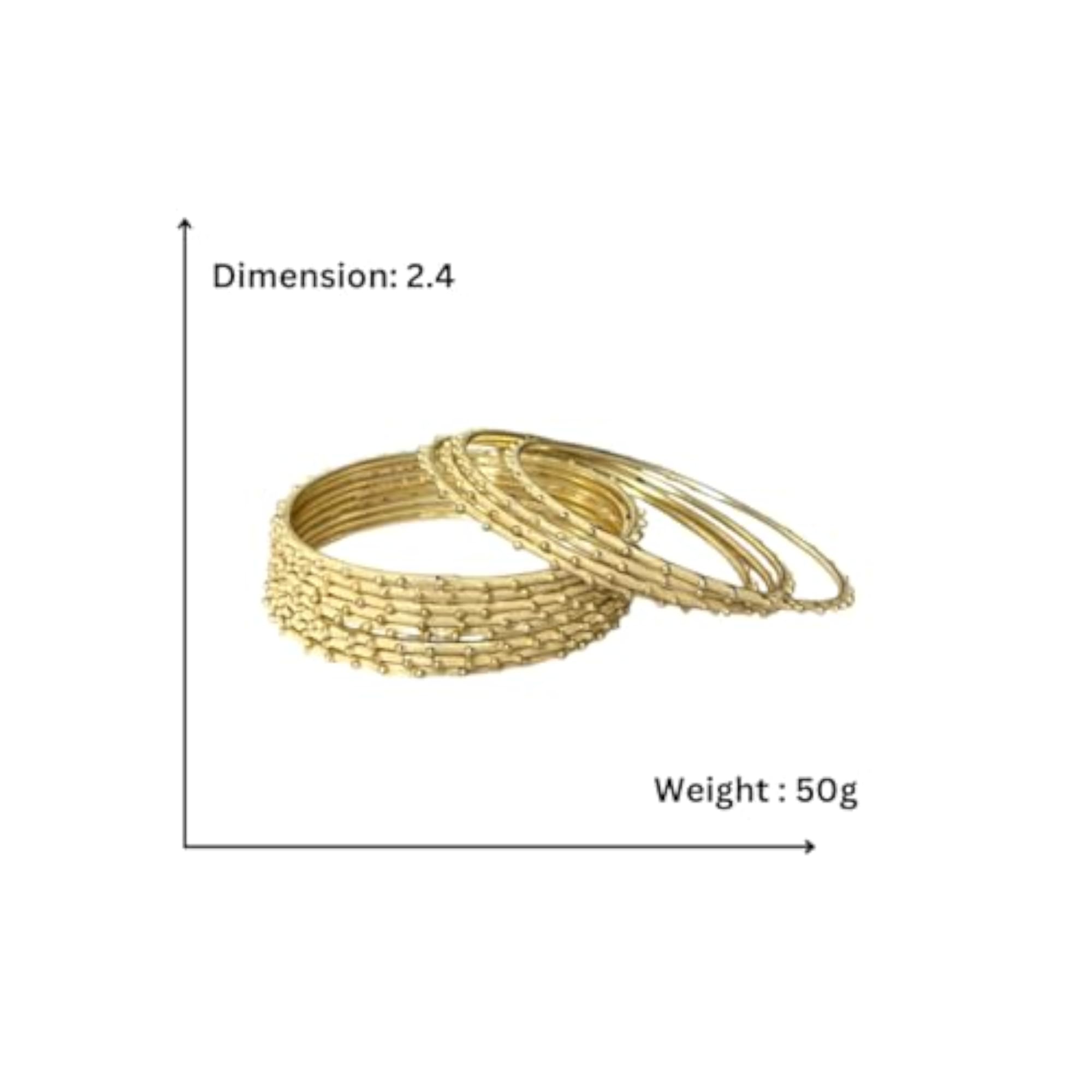 Set of 12 Gold-Toned Bangles, Handcrafted Lightweight
