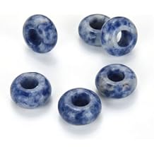 Adabele 30pcs Natural Chinese Sodalite Gemstone 8x14mm Donut Rondelle Beads Large Hole ID 5.6mm for DIY Craft Jewelry Making GW-A10