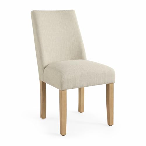 Image of HomePop Modern Curved Back Dining Chair - Cream Textured Linen (Single Pack)