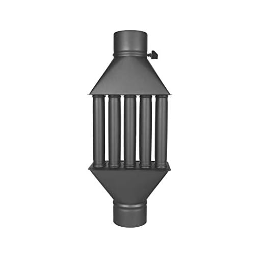 Intercambiador de calor con válvula para tubo de chimenea, radiador, estufa de leña, chimenea 130 mm / 5,2 pulgadas (5 tubos)