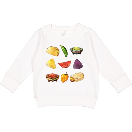 inktastic Mexican Food- Taco Burrito, Nachos Toddler Sweatshirt 7 White 43a52