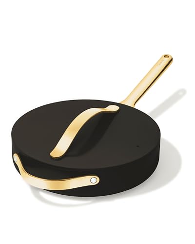 Image of Caraway Ceramic Nonstick Saute Pan with Lid - 10.5 inch (3 qt) - Non Toxic, PTFE & PFOA Free - Oven Safe to 550F - Compatible with Gas, Electric, Induction Stovetops, Black