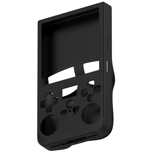 Yuanpgky Coque de protection en silicone pour console R36MAX, résistante aux chocs et à la poussière, protection à 360° pour console de jeu R36S, matériau souple pour console de jeu (noir)