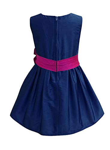 Image of A.T.U.N. (ALL THINGS UBER NICE) Girl's Polyester Fit and Flare Knee Length Special Occasion Dress (GDRS Pen NVF Navy 8-9 Years)