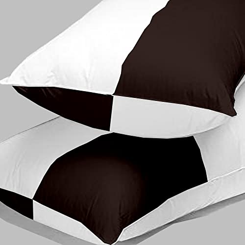Image of Adjustable Hollow Fibre Sleeping Pillow Dream Fibre Pillow Bed Pillow Pillows for Sleeping Luxurious 2 Piece Microfiber Pillow Extra Soft Hotel Quality Pillow Chocolate and White16x24
