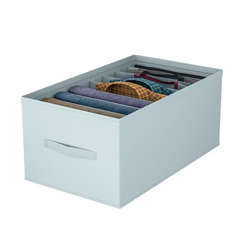 Image of Kuber Industries Non Woven Large Foldable Clothes Organiser with 9 Grid | Dress Storage Box For Jeans & Shirt | Wardrobe Storage Organizer | Bedroom Almirah Organizer Items | Grey