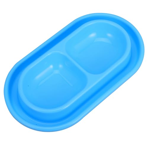 DECOMELODY 防??ペット用ダブルボウル 食べやすい小中型犬猫用給餌器 抗アリ設計で屋外使用対応 青色モダンデザインで清潔保持