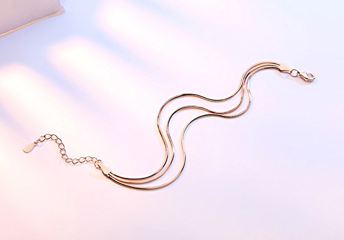 QIAN0813 Simple Rose gold Silver European Snake Chain Bracelets (rose gold) - Image 5