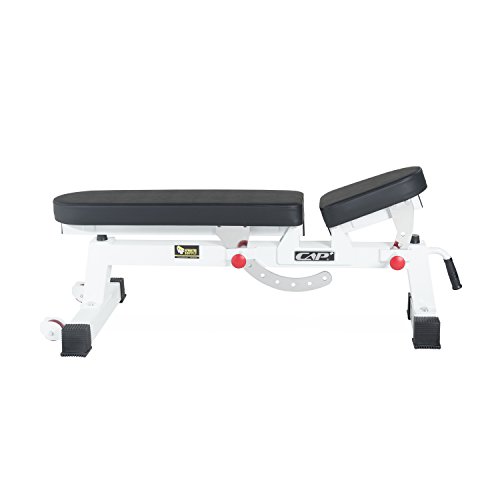 CAP+ Commercial Grade Three-Way Utility Bench - Adjustable Weight Bench Heavy Duty Workout Bench for Full Body Workout (White)