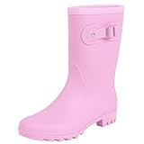 Fubotao Women's Mid Calf Rain Boots Waterproof Fashion Garden Shoes Anti-slipping Rainboots For Women Comfortable Insole Light Rain Shoes