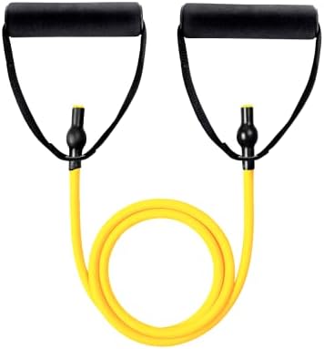 Yellow Fit Tube | Light Resistance Band for Exercise with Handles | Home Workouts, Resistance Training, Physical Therapy, Home Workouts, Strength Training