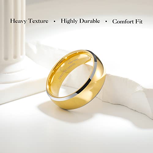 Image of King Will Men's Women's Tungsten Carbide Ring 24k Gold Plated Rose Gold Plated Domed Polished Finish Wedding Band