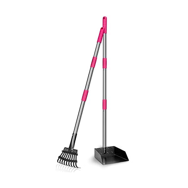Pooper Scooper, Dog Pooper Scooper Long Handle Stainless Metal Tray and Rake Set for Large Medium Small Dogs Heavy Duty Pooper Scooper, Dog Pooper Scooper Long Handle Stainless Metal Tray and Rake Set for Large Medium Small Dogs Heavy Duty