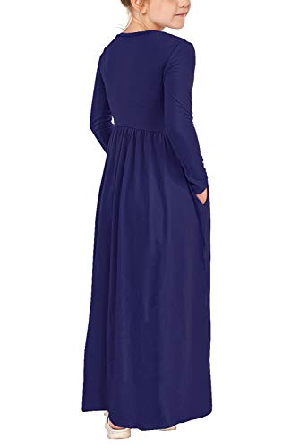 Image of storeofbaby Girls Floral /Solid Maxi Dress Floor Length with Pockets Casual