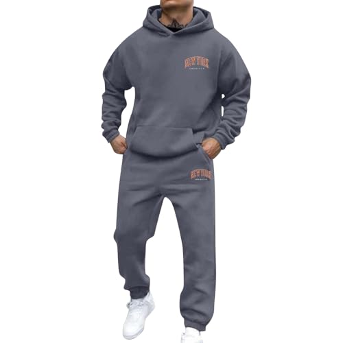 Ensemble homme de sport gris foncé XXXL à capuche et imprimé lettres