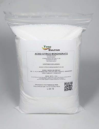 Ácido Cítrico hidrosoluble. 1 Kg. Conservante y antioxidante natural.