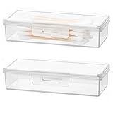 Cotton Bud Holder, 2Pcs Transparent Plastic Cotton Bud Holder with Lid, Portable Cotton Swab Holder Mini Box Travel Storage Organizer, Dust-proof and Moisture-proof Dispenser for Bathroom Storage - Image 1
