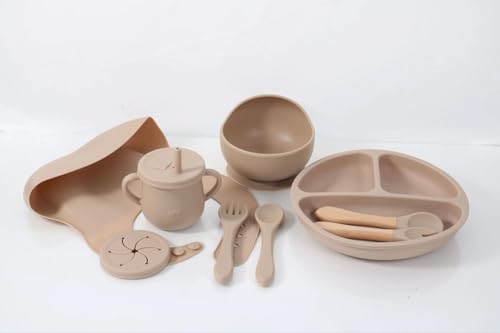 silicone baby plate set (beige)