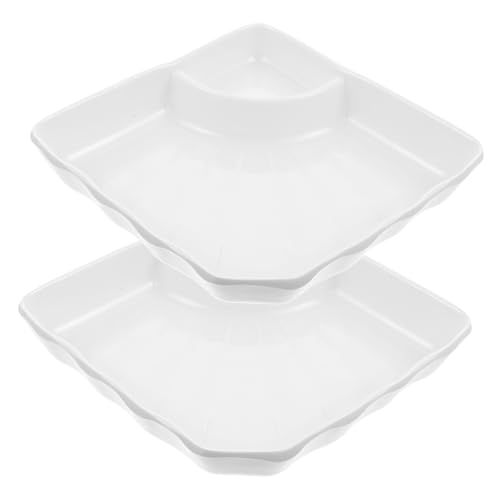 TOPPERFUN 2個餃子用仕切り付きプレート ???付き多機能キッチン皿 パーテ