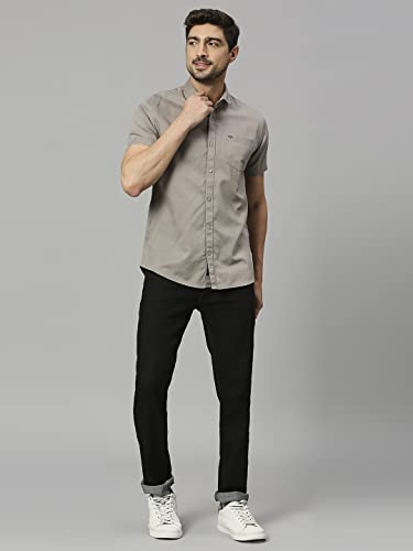 Image of Thomas Scott Men's | Solid | Half Sleeve | Slim Fit | Linen Blend | Spread Collar | Casual Shirt