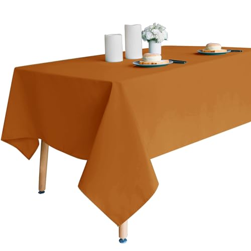 Image of Obstal Bronze Rectangle Table Clothster, 52 x 70 Inch | Heavy Duty Water Resistance Polyester Tablecloth, Decorative Fabric Table Cover for Outdoor and Indoor Use