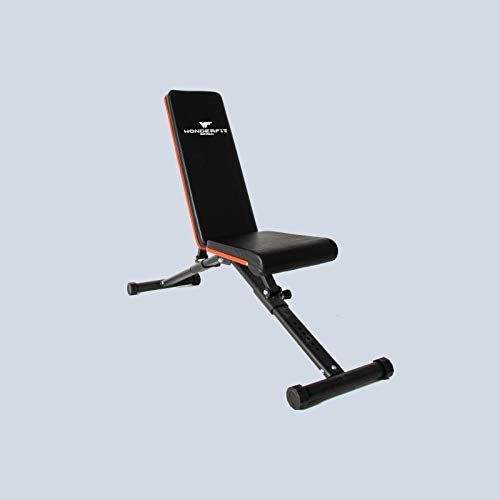 Wonderfit Spain Banco Plegable de Musculación | Banco Inclinado Fitness de Ejercicios en casa | Ideal para Pesas y Abdominales | Respaldo Ajustable de 4 Posiciones | Fabricado en Cuero