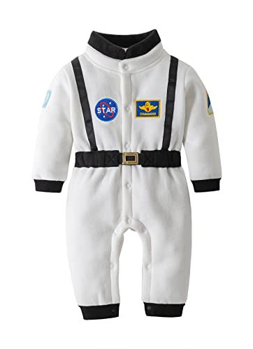 Image of LXKIKMM Baby Toddler Boy Astronaut Costume Space Suit Cosplay Party Jumpsuit Halloween Rompers