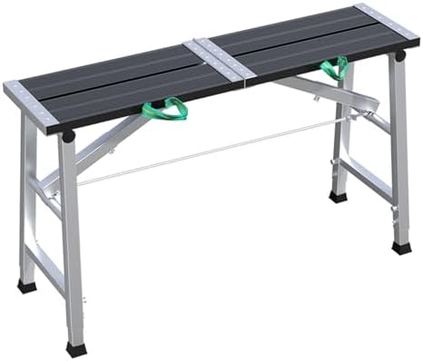 Adjustable Portable Aluminum Step Stool, Heavy Duty Non-Slip Work Platform for Car Washing, Painting & Repairs, Scaffolding Equipment (Silver, 27x140cm, 83-134cm)